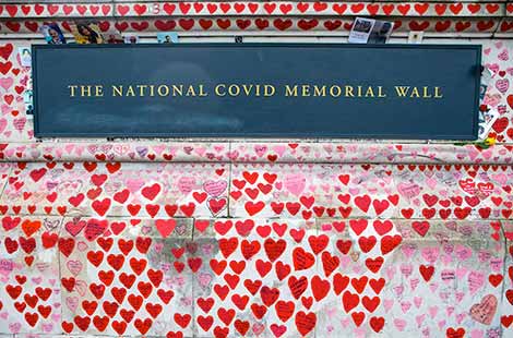 An image showing hand drawn hearts on the National Covid Memorial Wall. Picture: chrisdorney - stock.adobe.com