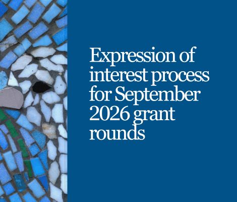 A mosaic of a dove holding a stem in it's beak. Text reads 'Expression of interest process for the JRCT September 2026 grant rounds'.